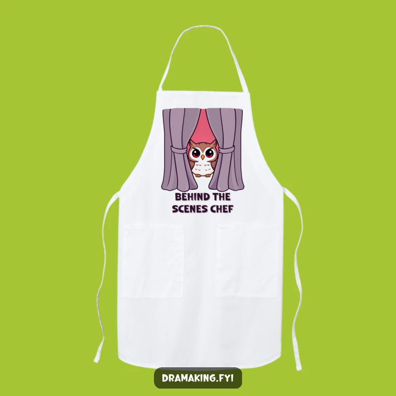 Funny Owl Peeking Curtain Apron - Chef's Humor for Dramatic Kitchen Moments