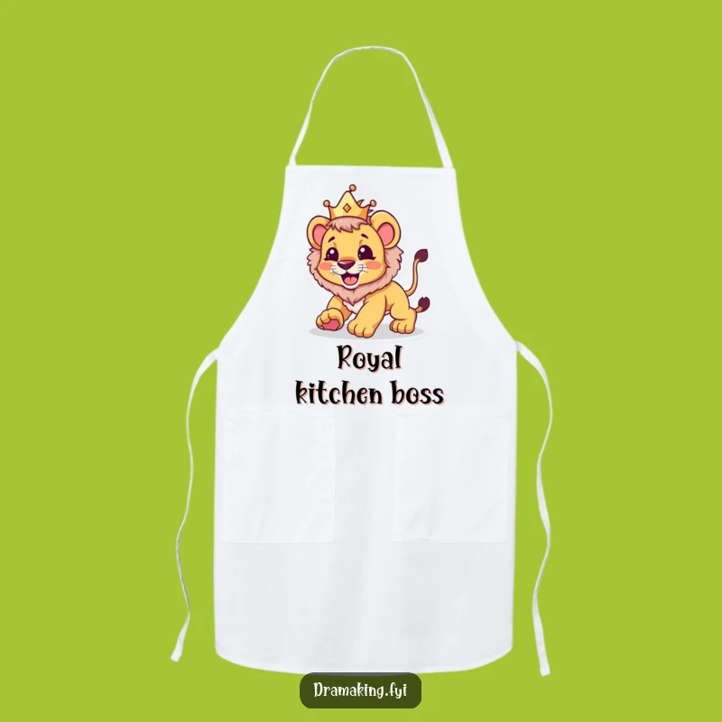 Funny Lion Cub Crown Apron: Hilarious Pouncing Chef, Perfect Funny Gift!