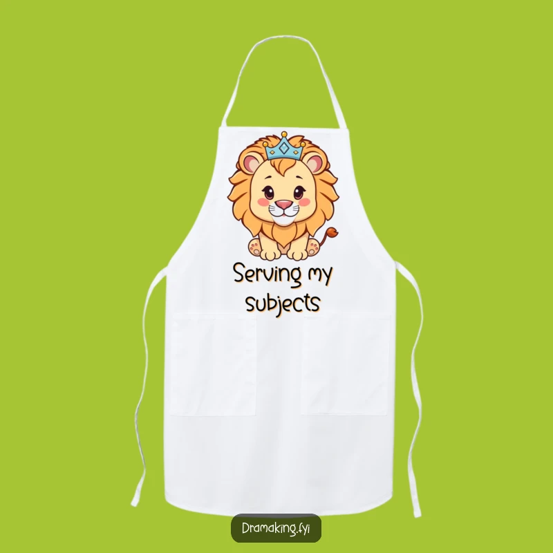 Funny Lion Cub Crown Apron: Sparkly Kitchen Gear for Regal Chefs!