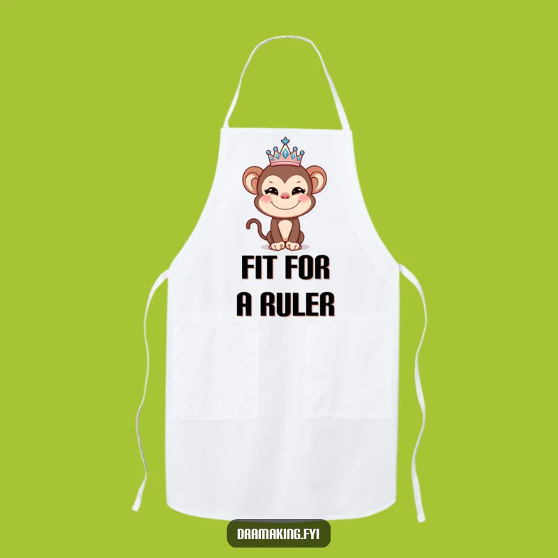 Funny Monkey Tiara Apron: Cook and Laugh with Royal Mischief in the Kitchen