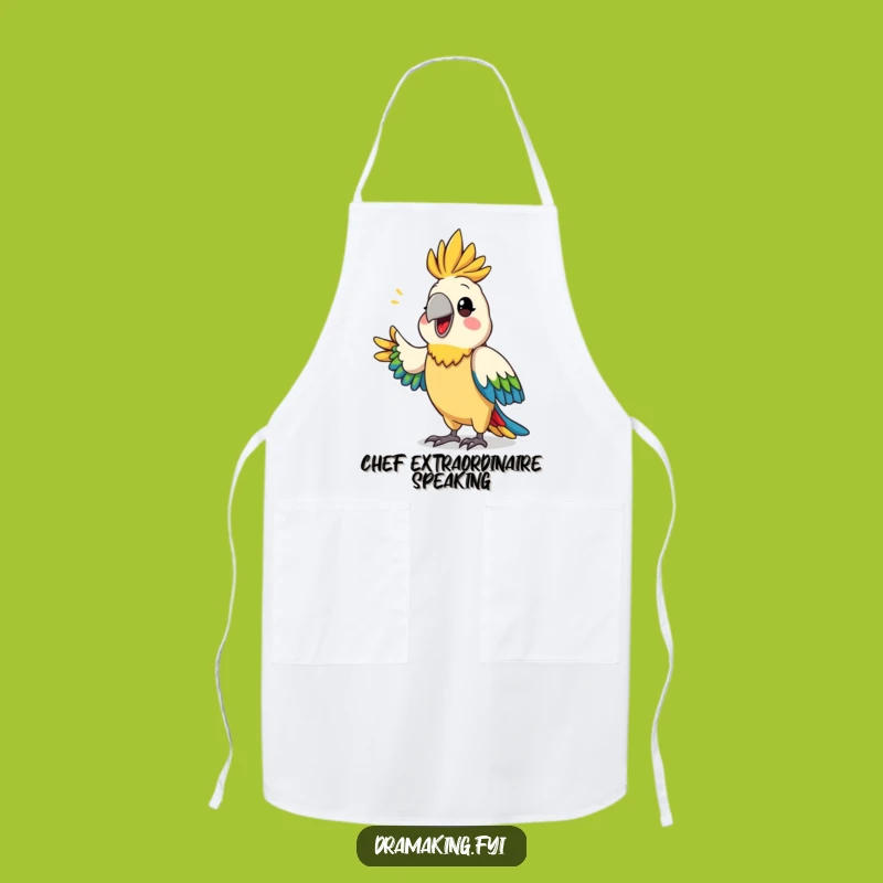 Funny Parrot Announcement Apron: Kitchen Drama, Proud Bird, Great Funny Gift