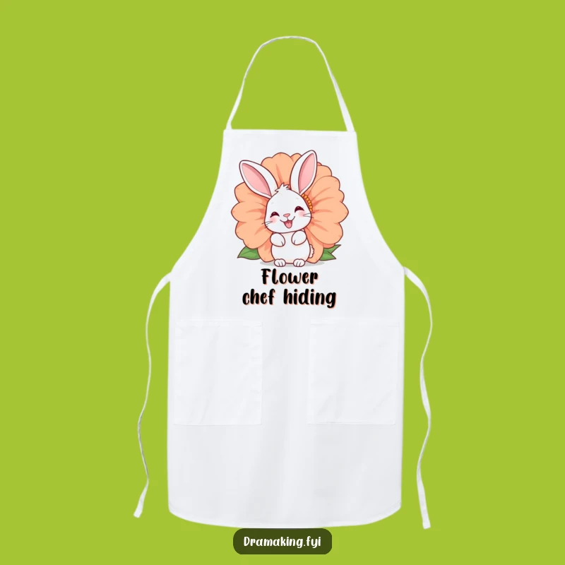 Funny Rabbit Apron - Cheerful Bunny Flower Design for Kitchen Fun, Funny Gift