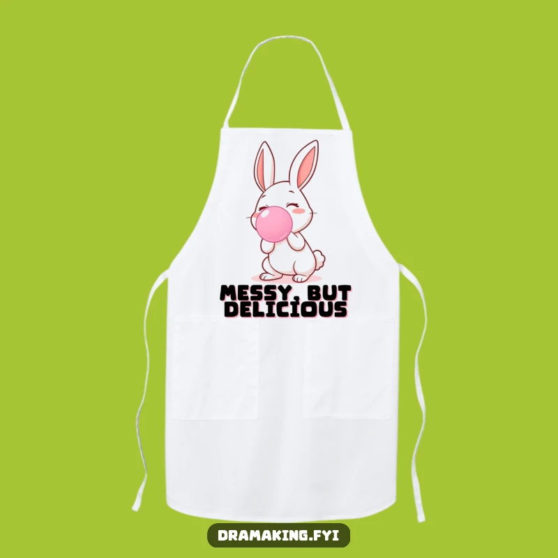 Funny Rabbit Blowing Bubblegum Apron - Cook and Laugh in Style