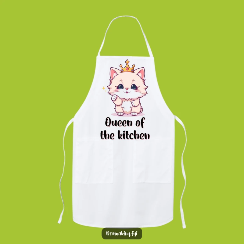 Funny Royal Cat Crown Apron: Cook with Regal Flair