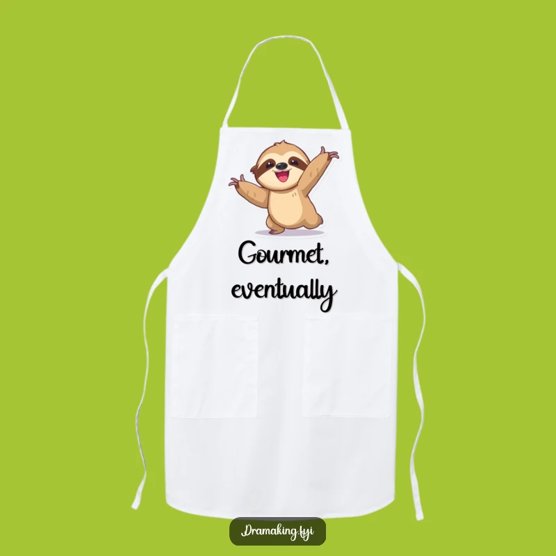 Funny Sloth Apron: Slow Dramatic Pose, Exaggerated Delight, Hilarious Kitchen Gift