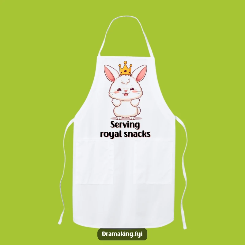 Funny Bunny King Apron - Fluffy Crowned Character for a Playful and Humorous Kitchen