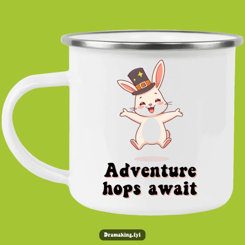 Funny Rabbit Hat Camping Mug: Joyful Adventures, Perfect Gift for Happy Campers