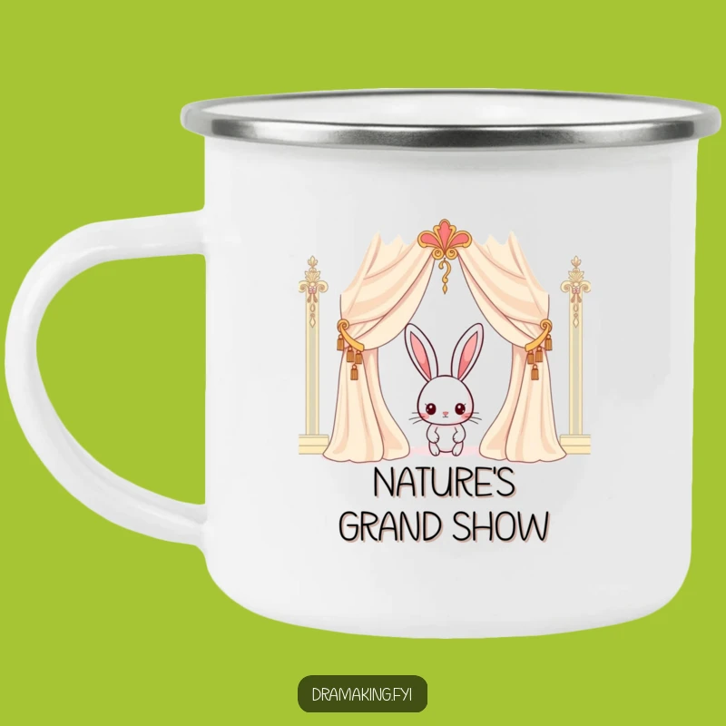 Funny Rabbit Curtain Camping Mug: Durable Curious Character Cup