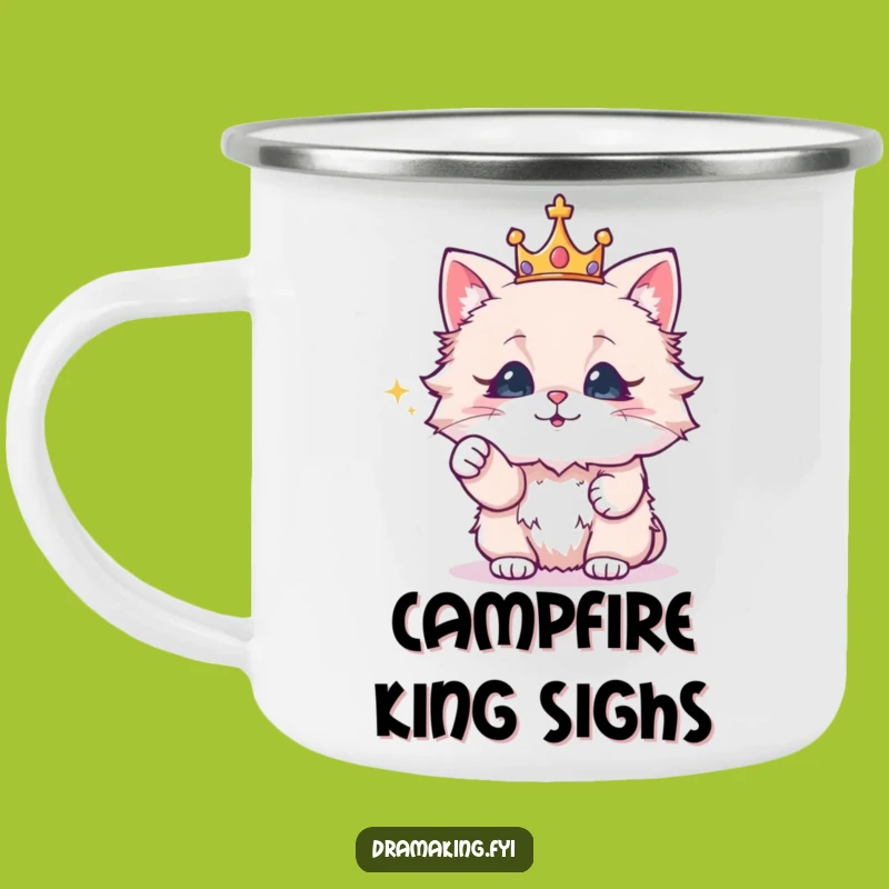Funny Royal Cat Crown Camping Mug: Majestic Campfire Companion