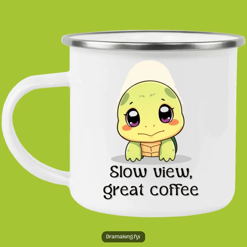 Funny Shy Turtle Camping Mug: Slow Mornings, Expressive Eyes, Outdoor Gift