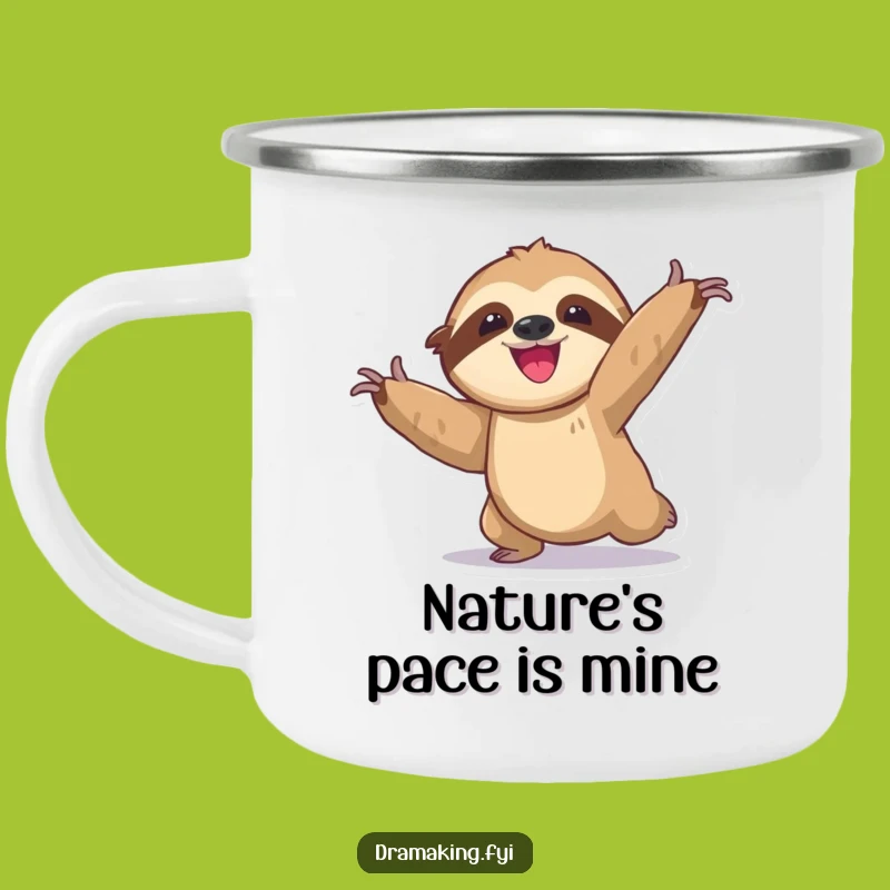 Funny Sloth Camping Mug: Exaggerated Pose, Slow Delight, Rugged & Hilarious