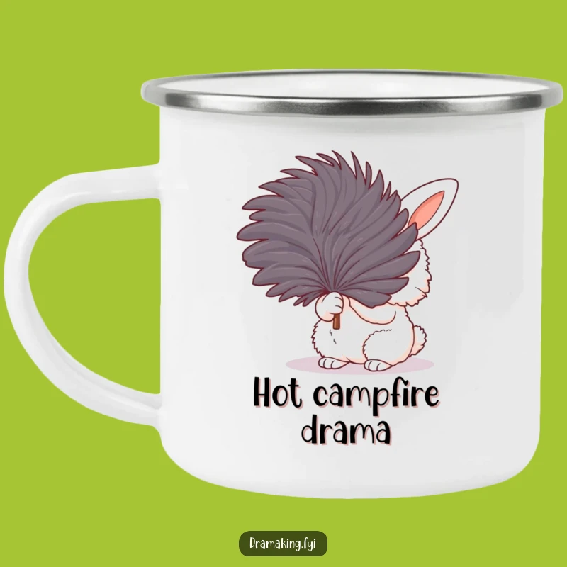 Funny Bunny Fanning Camping Mug: Fluffy Rabbit Outdoor Adventure Gift