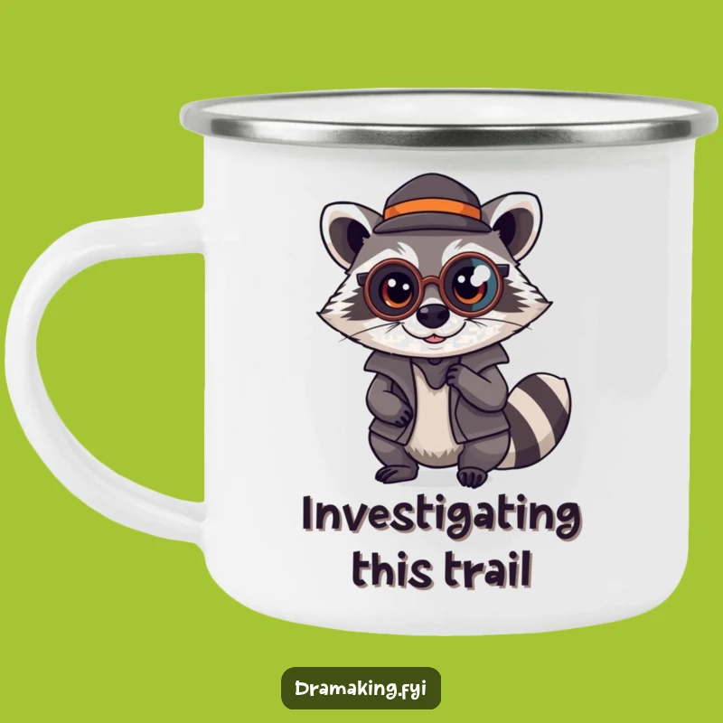 Funny Raccoon Detective Camping Mug: Adventure Investigator, Perfect Funny Gift