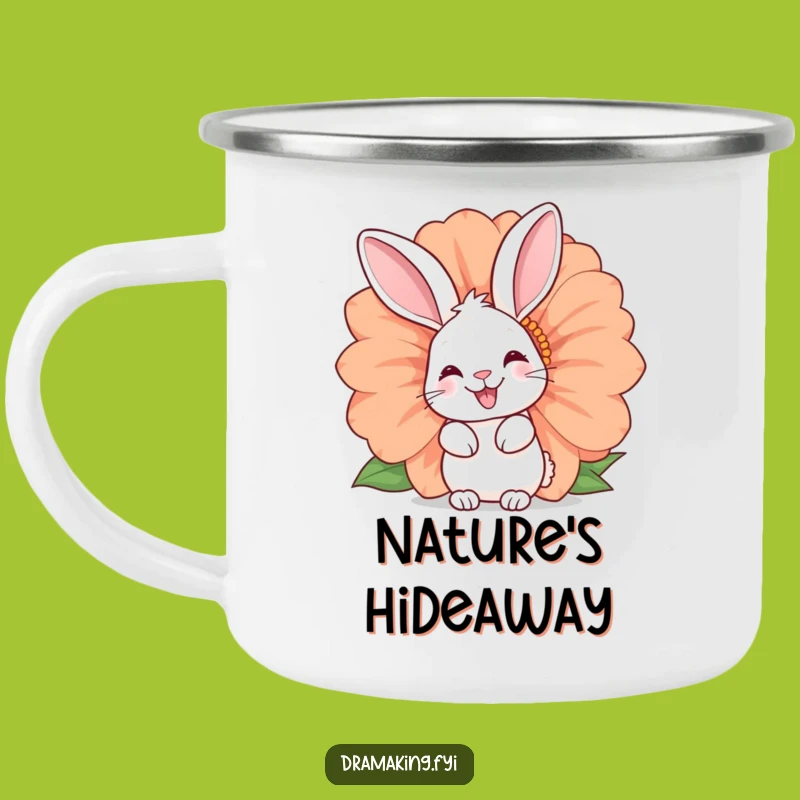 Funny Rabbit Camping Mug - Happy Bunny Flower Design for Outdoor Fun, Funny Gift