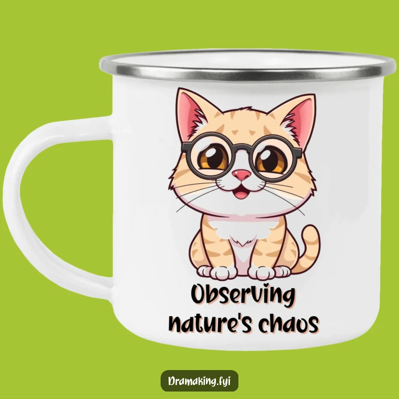 Funny Cat Camping Mug: Monocle Feline Cup, Hilarious Sophisticated Gift