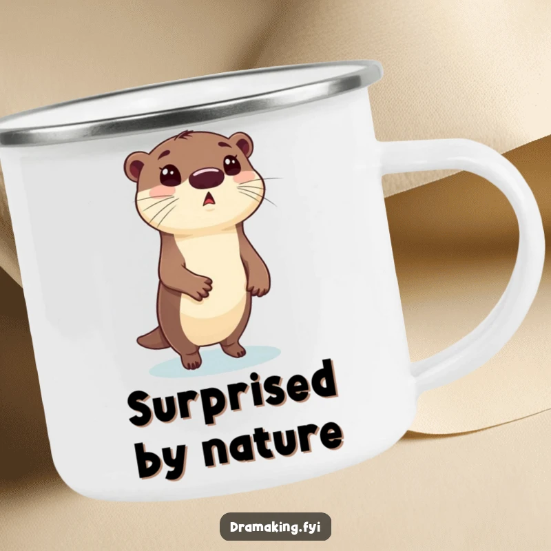 Funny Otter Camping Mug: A surprised otter striking a dramatic pose, perfect for outdoor adventures and humorous hydration.