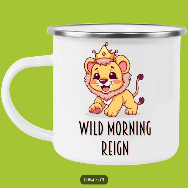 Funny Lion Cub Crown Camping Mug: Adventure Ready & Hilarious, Perfect Funny Gift!