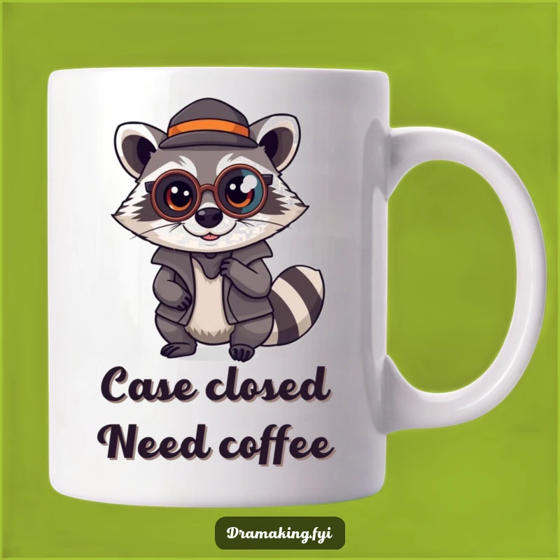 Funny Raccoon Detective Mug: Intriguing Mystery, Perfect Funny Gift