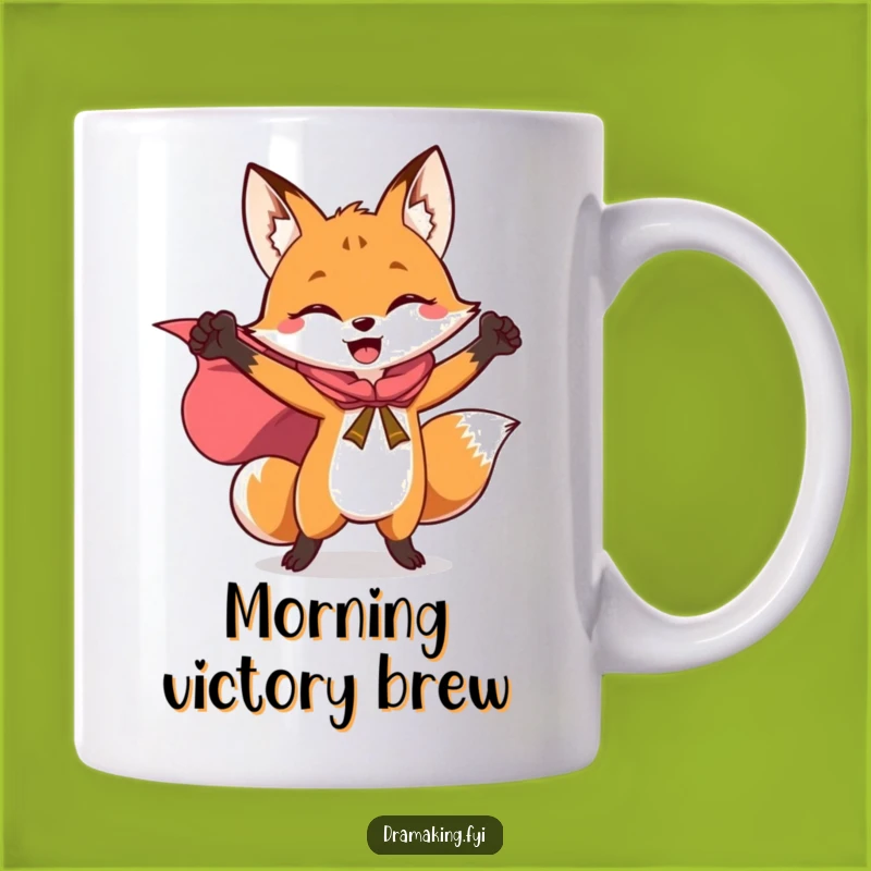 Funny Hero Fox Cape Mug - Triumphantly Funny Gift for Fox Lovers