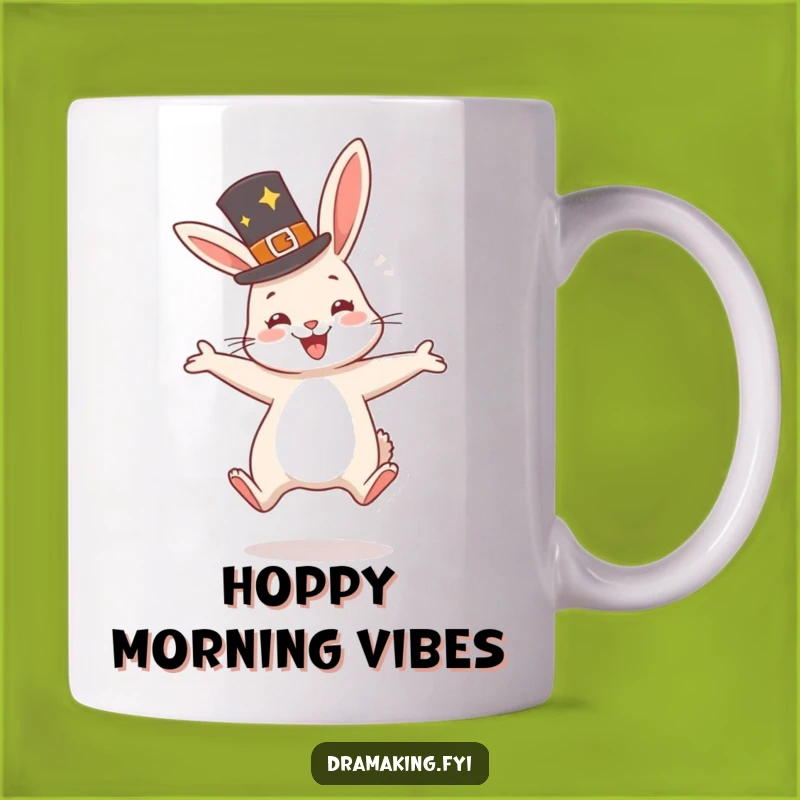 Funny Rabbit Hat Mug: Joyful Leap, Perfect Gift for Happy Souls