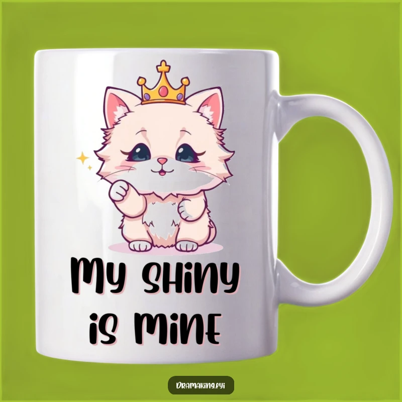Funny Royal Cat Crown Mug: Majestic Pointing at Sparkle Gift