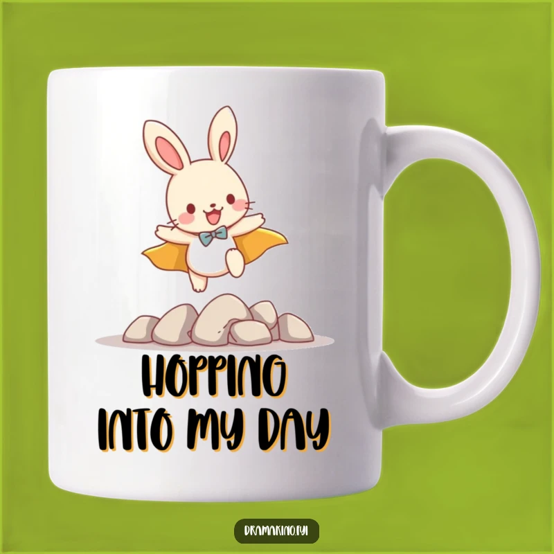Funny Bunny Hero Mug: Leaping Cape Bunny, Adorable & Hilarious Gift!