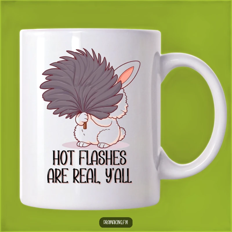 Funny Bunny Fanning Mug: Adorable Fluffy Rabbit Fan Gift for Hot Days