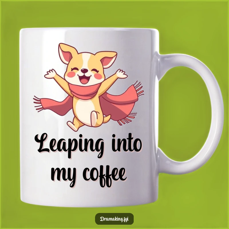 Funny Dog Ballet Dancer Mug: Joyful Pooch in Scarf, Perfect Gift for Dancers