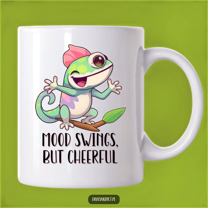 Funny Chameleon Pose Mug: Hilarious Reptile Character Gift for Vibrant Joy