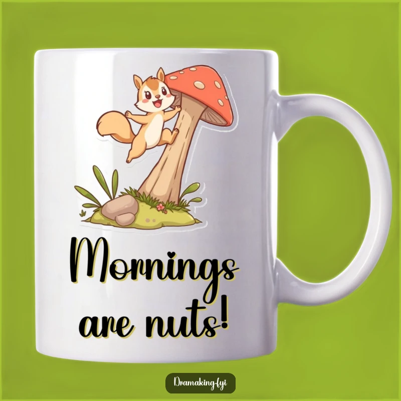 Funny Squirrel Mushroom Leap Mug: Energetic Character Gift for Nature Lovers