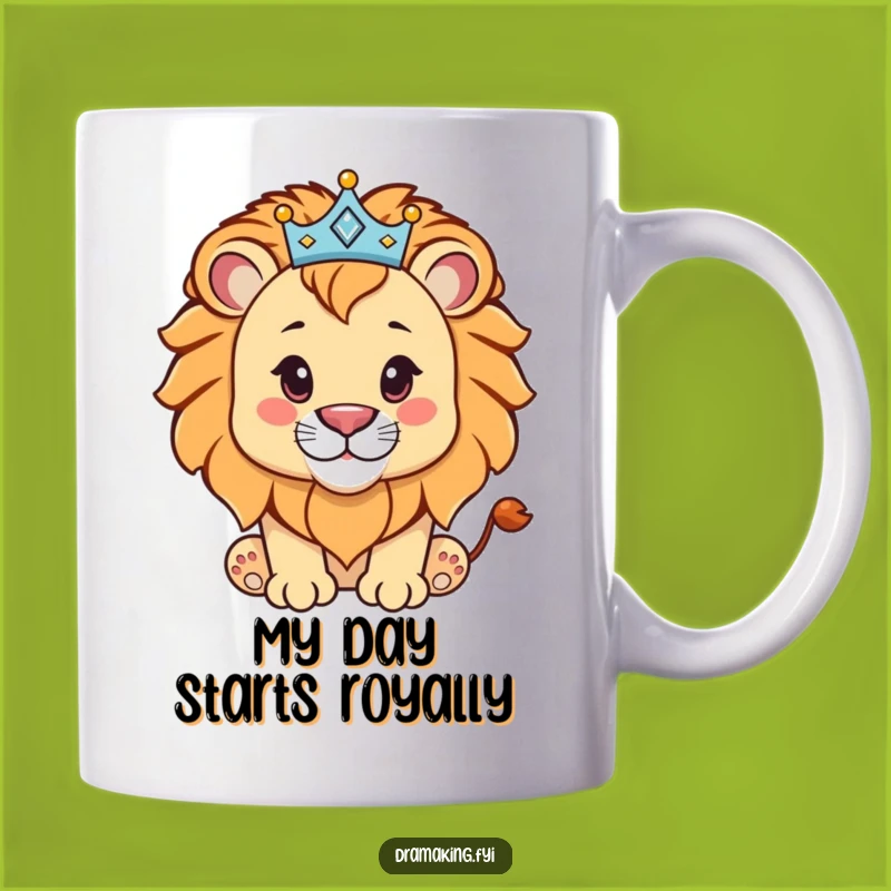Funny Lion Cub Crown Mug: Regal & Sparkly Gift for Royalty Lovers