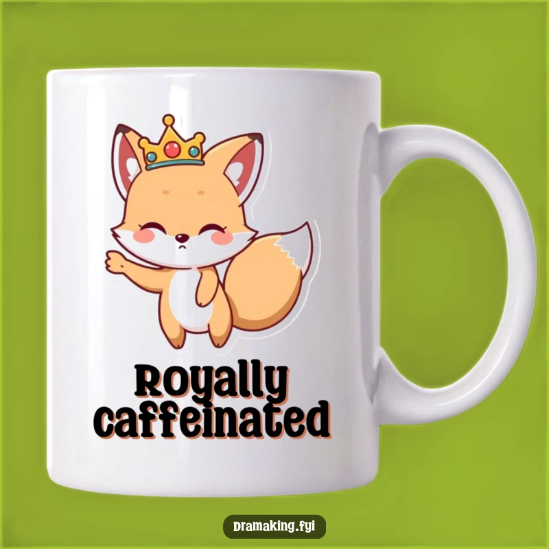 Funny Regal Fox Crown Mug: Hilariously Dramatic Pose for a Royal Gift
