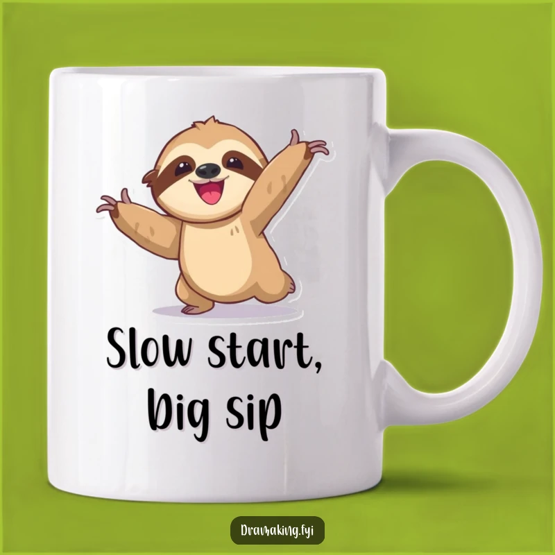 Funny Sloth Mug: Slow Dramatic Pose, Exaggerated Delight, Hilarious Coffee Cup