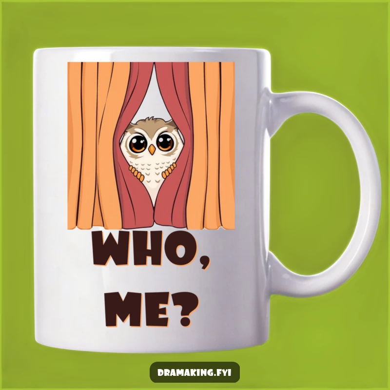 Funny Shy Owl Mug: Peeking Surprise Behind Curtain for a Laugh
