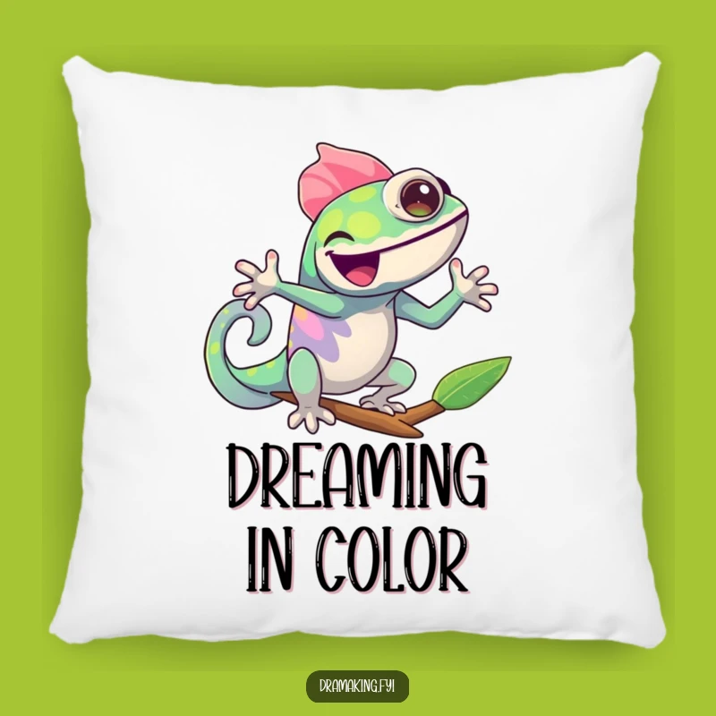 Funny Chameleon Pose Pillow: Add Comfort and Vibrancy with this Comedic Reptile Accent