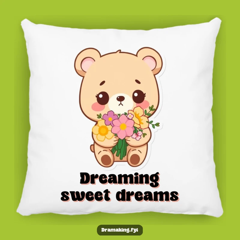 Funny Bear Bouquet Pillow: Cozy Smug Bear Cushion, Adorable & Hilarious Decor!