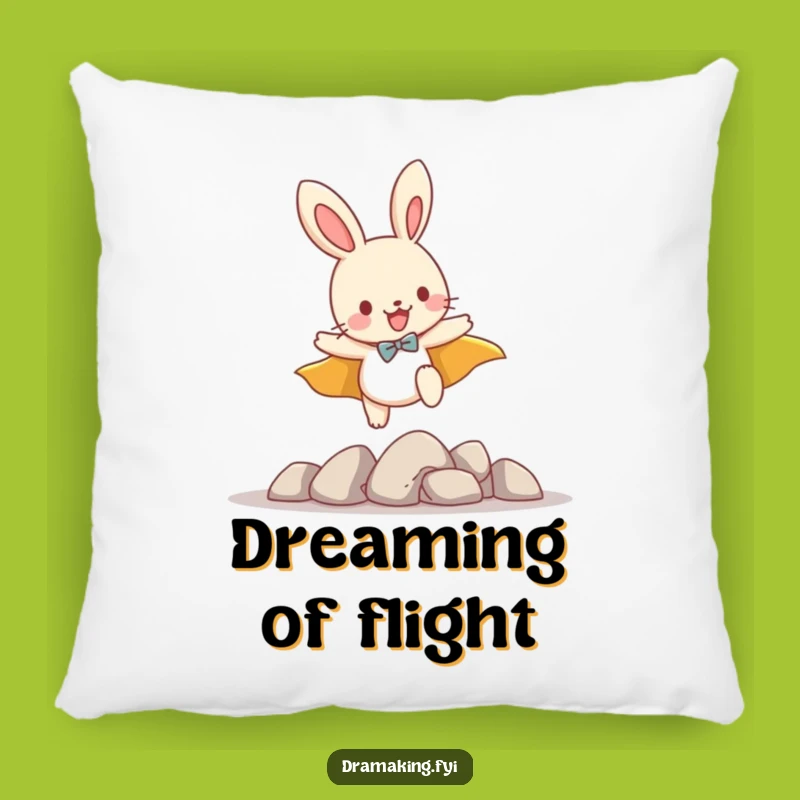 Funny Bunny Hero Pillow: Cozy Leaping Bunny Cushion, Adorable & Hilarious Decor!