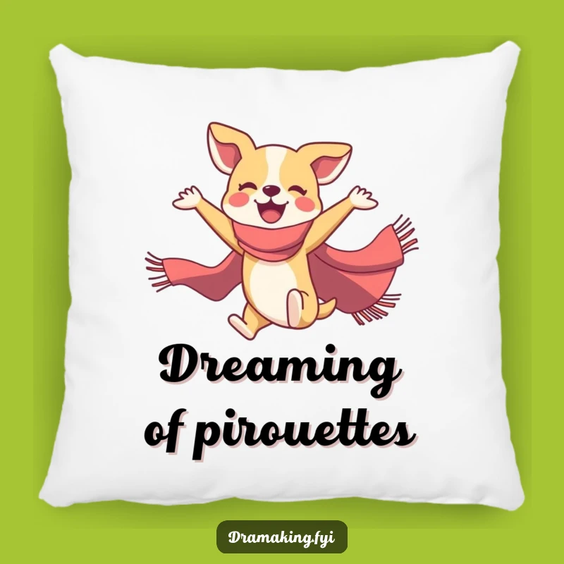 Funny Dog Ballet Pillow: Cozy Cushion with Joyful Pooch, Perfect Accent