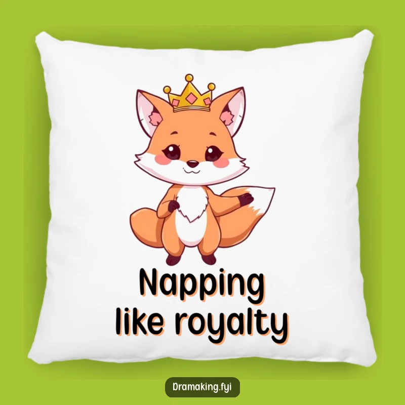 Funny Fox King Pillow: Cozy Royal Pose Cushion, Majestic & Hilarious Decor!