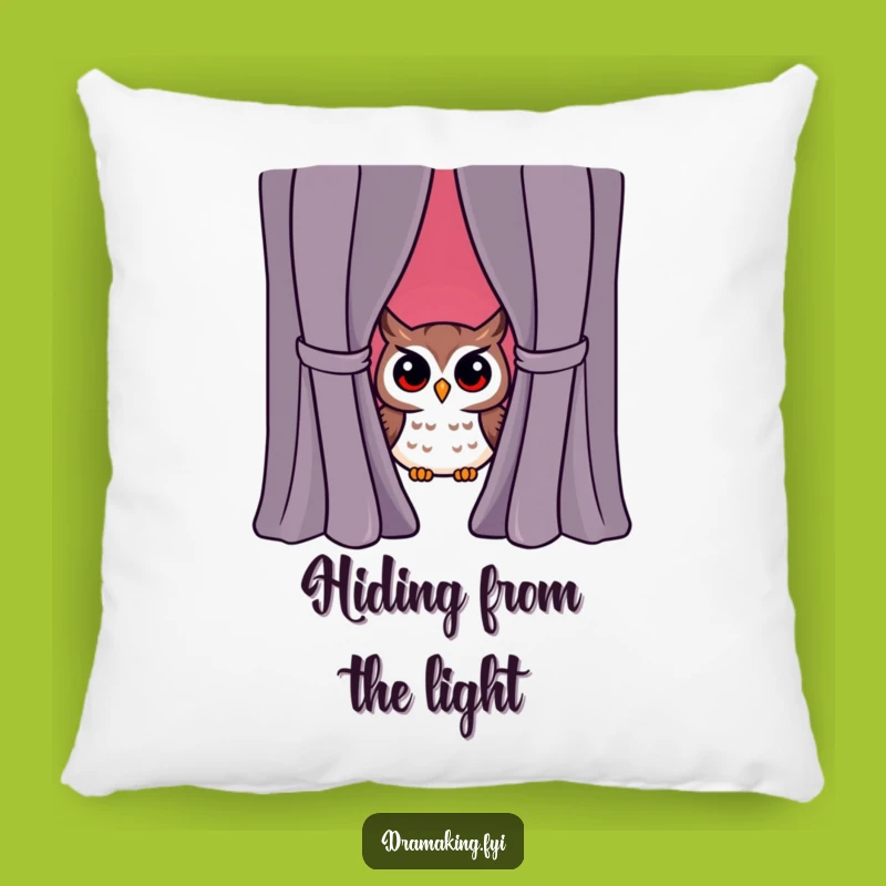 Funny Owl Peeking Curtain Pillow - Cozy Comfort with Humorous Dramatic Flair