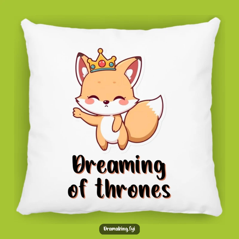 Funny Regal Fox Pillow: Dramatic Crowned Comfort for Your Sofa