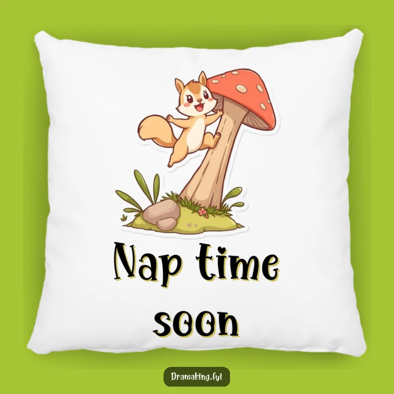 Funny Squirrel Mushroom Leap Pillow: Soft Character Cushion for a Cozy Laugh