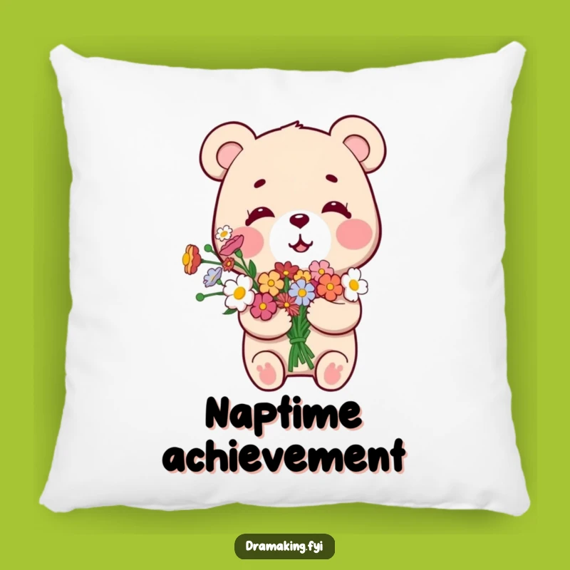 Funny Smug Bear Pillow: Cozy Comfort with Bouquet Bear's Pride