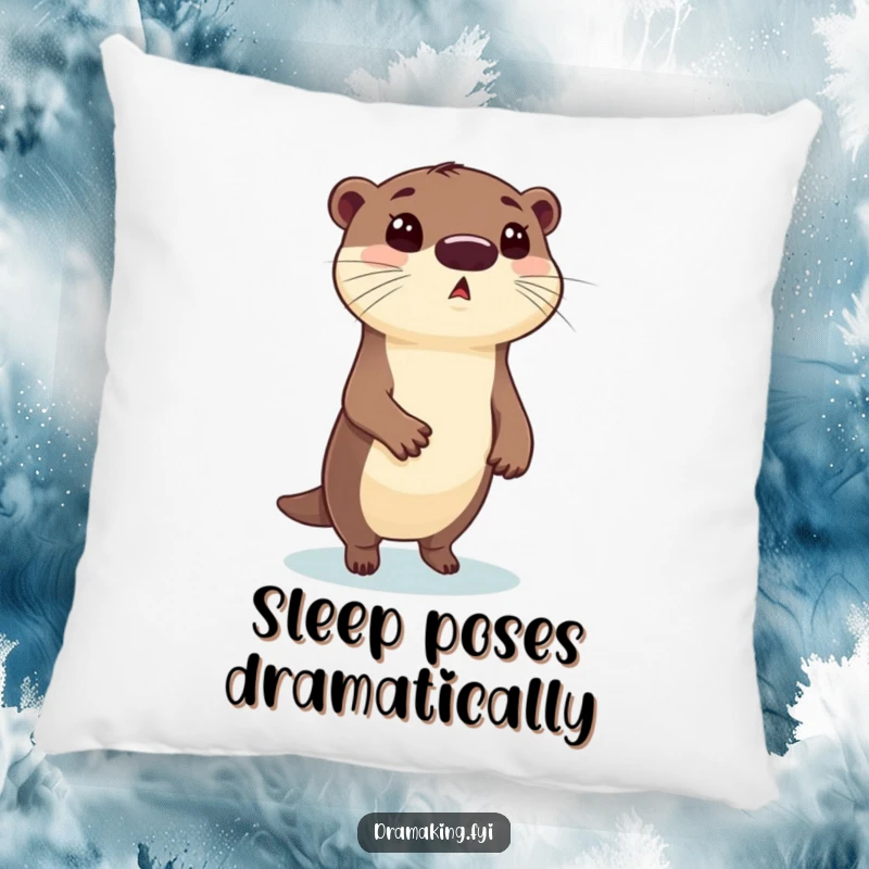 Funny Otter Pillow: A surprised otter in a dramatic pose, offering comfort with a side of hilarious animal antics.