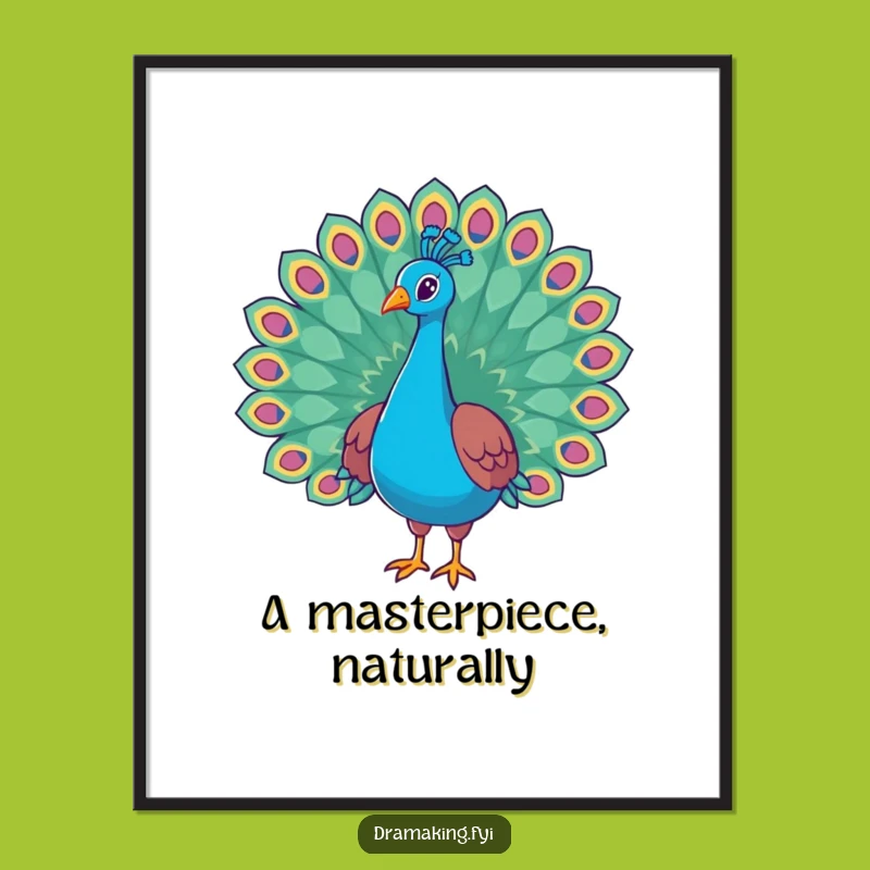 Funny Majestic Peacock Digital Art - High-Quality & Hilarious Bird Artwork, Printable Funny Gift