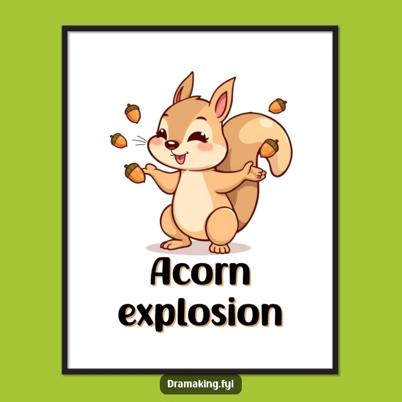 Funny Squirrel Acorn Digital Art: Dramatic Character Print for Instant Fun