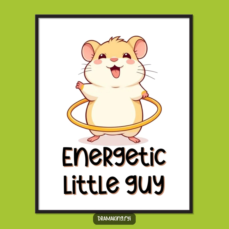 Funny Hamster Hula Hoop Digital Art: Energetic Wall Decor