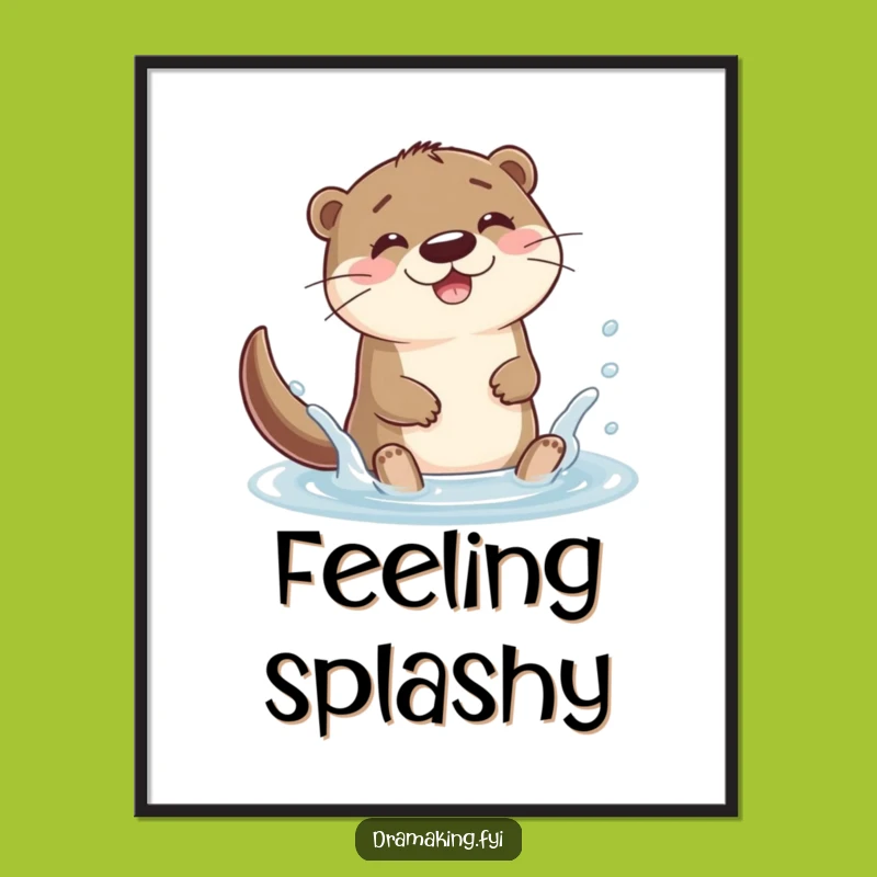 Funny Otter Splash Digital Art: Joyful Print for Playful & Happy Walls!