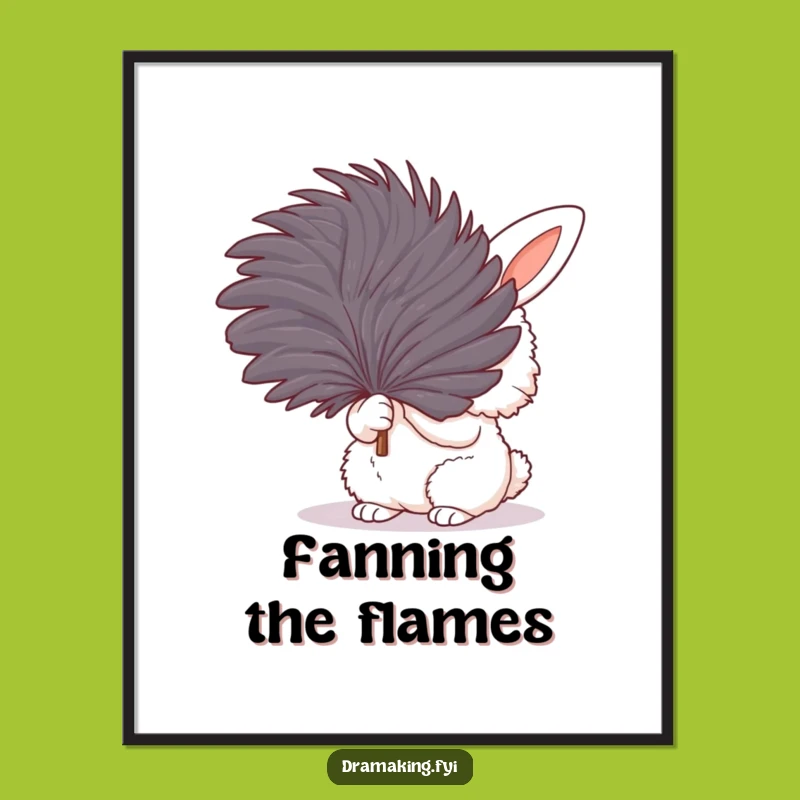 Funny Bunny Fanning Digital Art: Fluffy Rabbit Dramatic Wall Art Gift