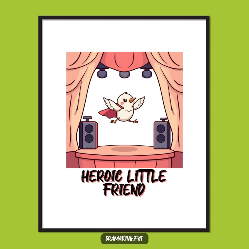 Funny Hero Bird Leaping Digital Art: Dramatic Wall Decor